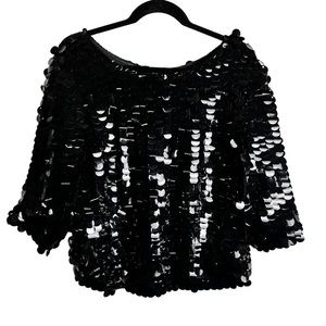Vintage Black Wool Knit Sequin‎ Top - Sz. M